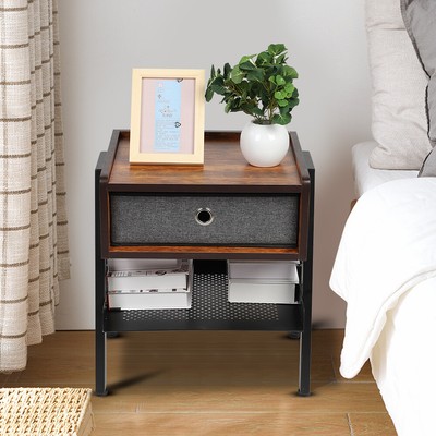 Bedside Table Industrial Nightstand End Table Retro Rustic Chic Table Metal Mdf 8852090493345 Ebay