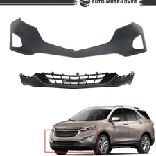Front Bumper Cover Assembly For 2018 2019 Chevy Equinox w/o Icense Plate Holes