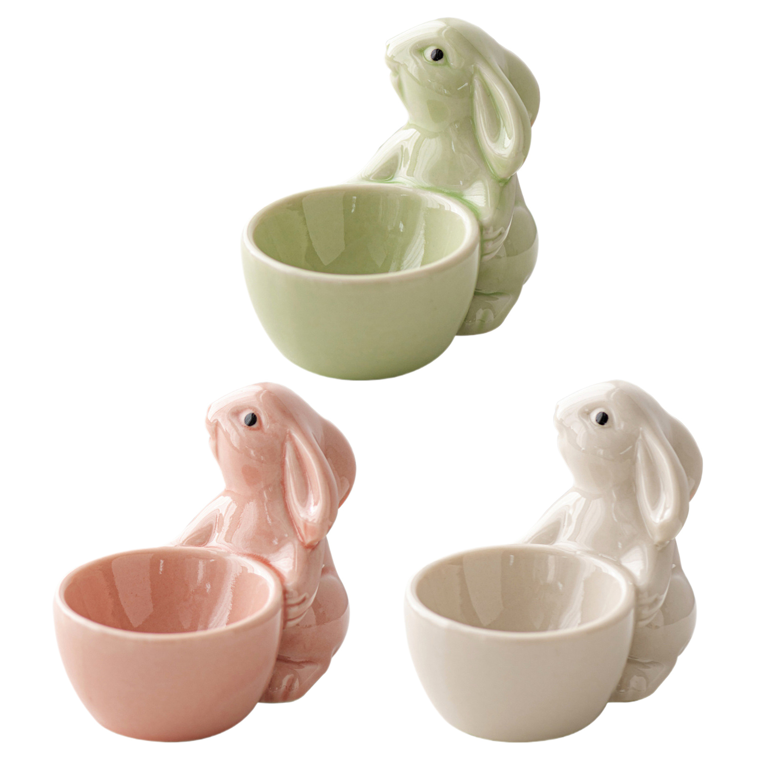 Ceramic Egg Cup Easter Bunny Egg Cup Kitchen Breakfast Boiled Egg Serving Cup