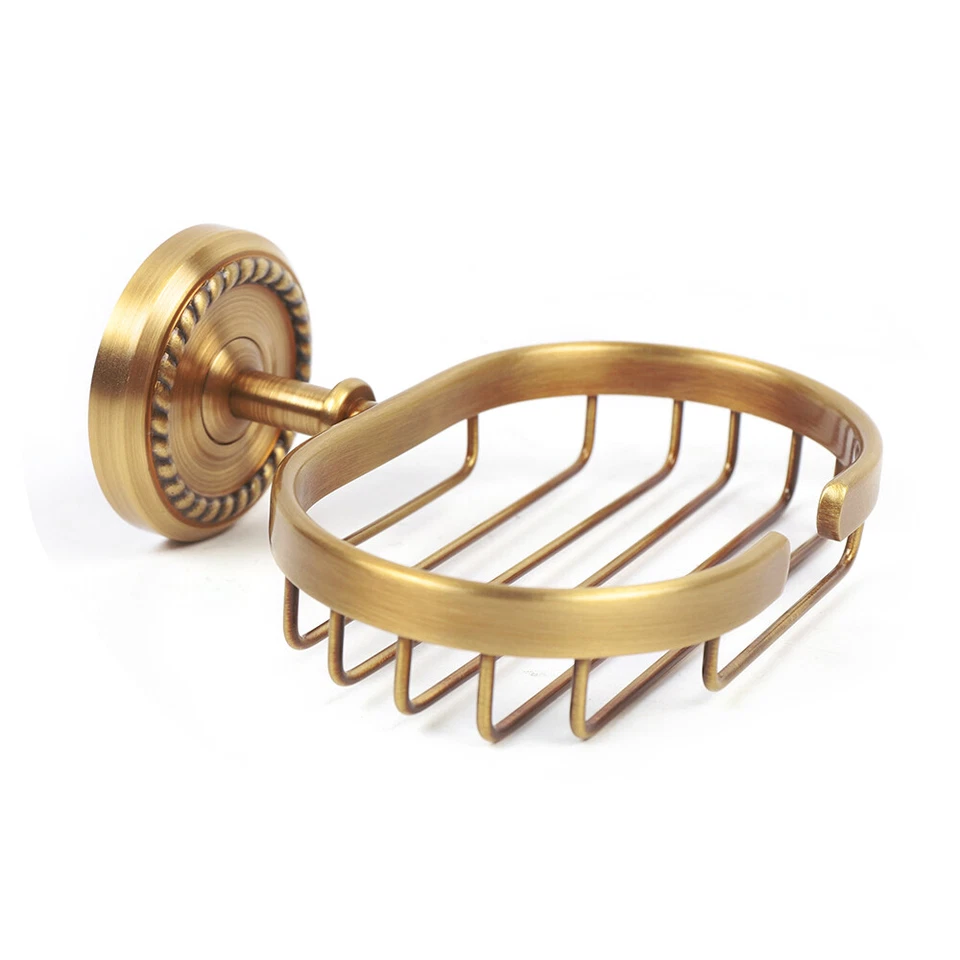 7PCS Vintage Gold Copper Bathroom Accessories Set Bath Hardware Towel Bar Kit - Image 3 of 4