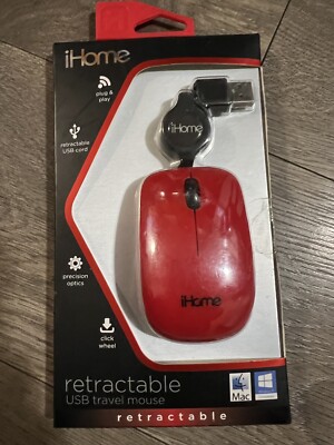 IHome Retractable USB Travel Mouse New