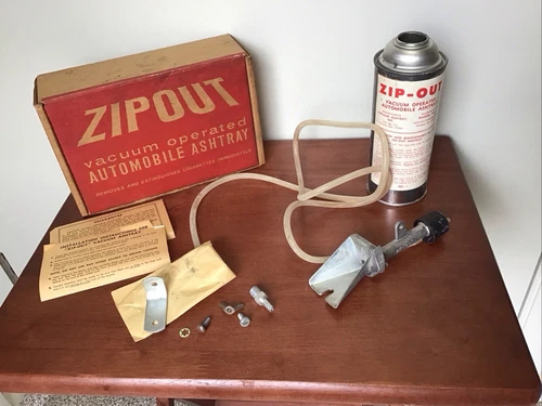 ZipOut Vacuum Operated Automobile Ashtray NOS 1956-1960 Chevy & Other MidCentury - Picture 1 of 12
