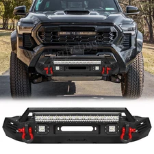 Offroad For 2024-2025 Toyota Tacoma Steel Front Bumper w/Winch Plate&LED Lights