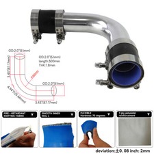51mm 2.0" inch 90 Degree Aluminum Turbo Pipe Piping Tube + Silicone Hose Clamps