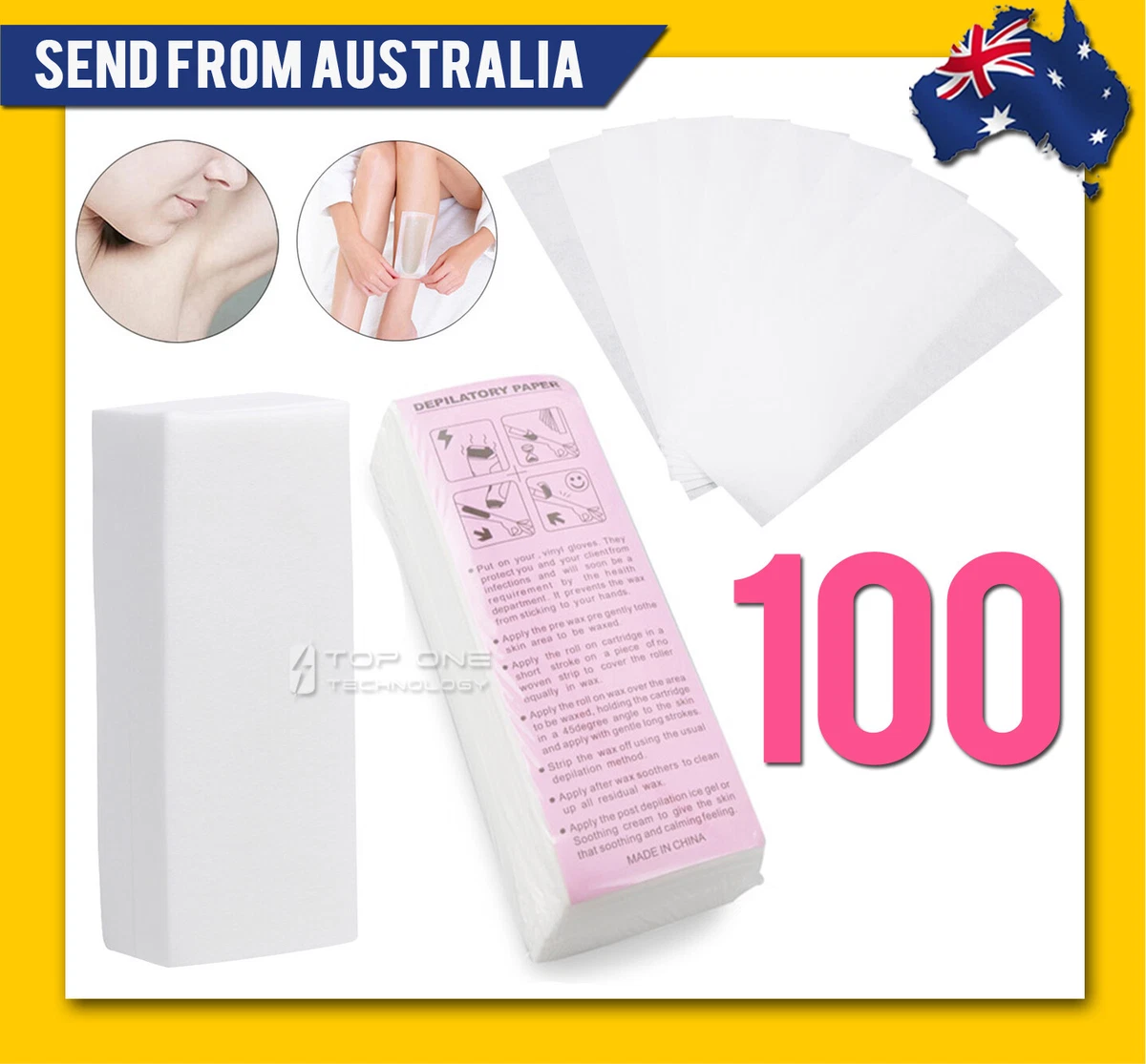 100 Sheets Hair Removal Paper Soft Waxing Cloth Strips Depilatory