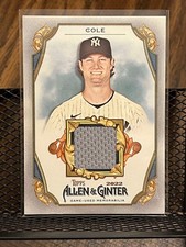 GERRIT COLE 2022 TOPPS ALLEN & GINTER NEW YORK YANKEES JERSEY PATCH RELIC INSERT