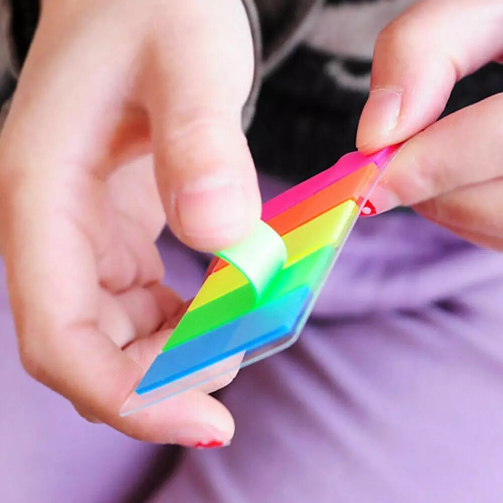 100Pcs Fluorescence Sticky Notes Memo Flags Bookmark Sticker-image