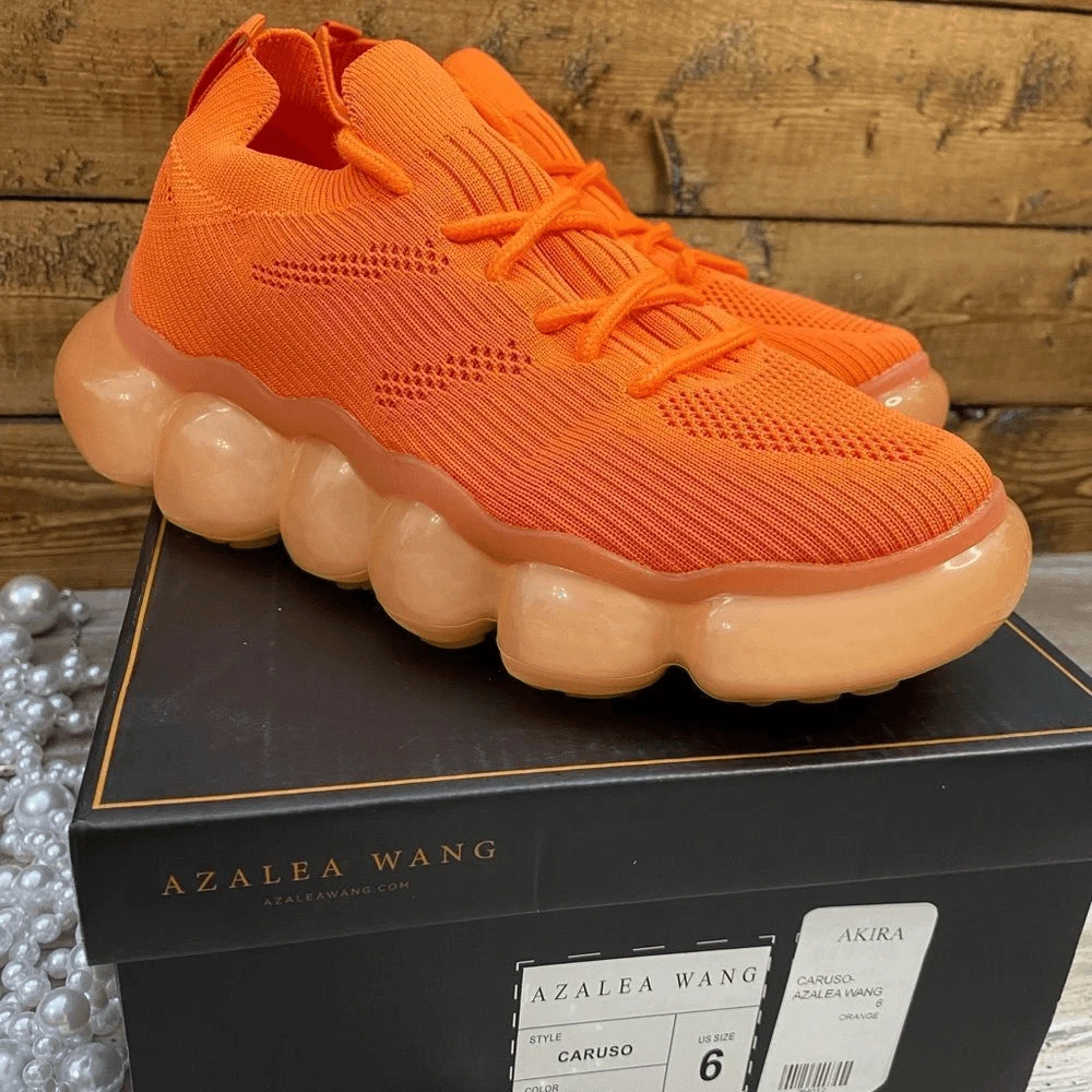 Orange color sneakers sales