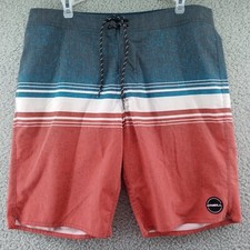 O'Neill Board Shorts Mens 33 Red White Blue Flag Patriotic Surf Swim Draw String