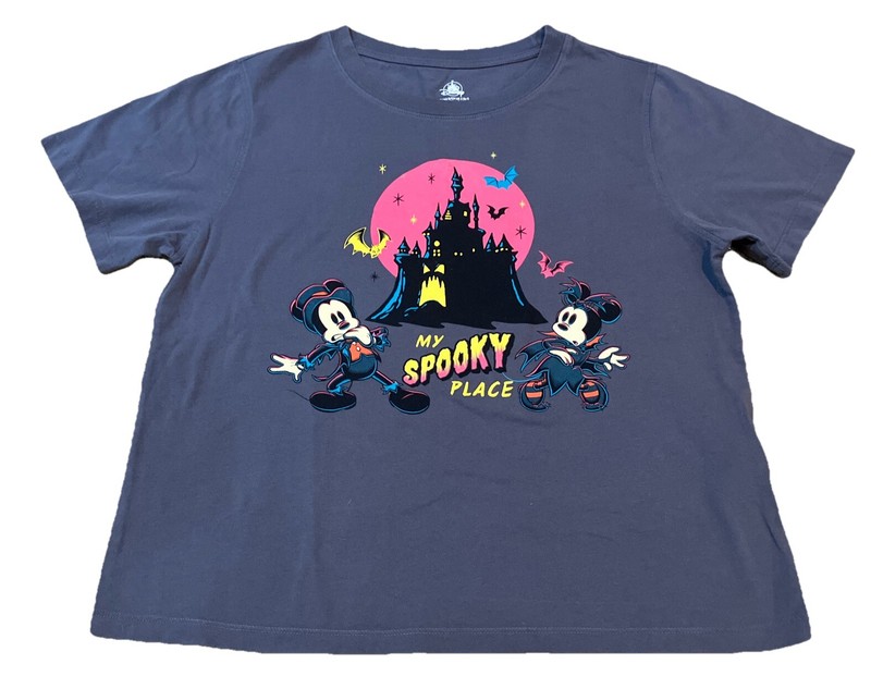 Disney Parks 2023 Mickey Halloween Women's T-Shirt- My Spooky Place NWT Free S&H