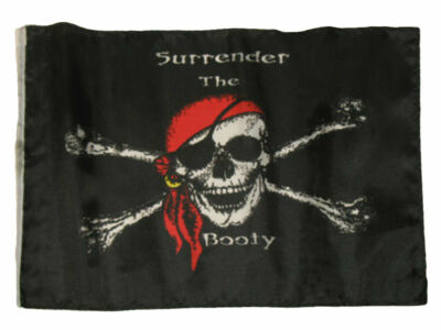 12x18 Jolly Roger Pirate Surrender The Booty Sleeve Flag Boat Car Garden 100D