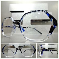 Womens Classy Elegant RETRO Hexagon READING GLASSES READERS Abstract Print Frame