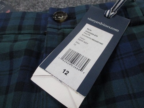 Vineyard Vines Pants Boy 12 Blue Green Plaid Breaker Blackwatch Preppy Youth NEW - Picture 8 of 11