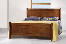 LETTO SPILLO MATRIMONIALE IN LEGNO MASSICCIO, NOCE ARTE POVERA 