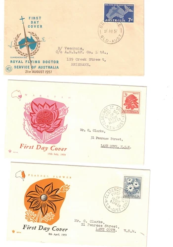 Australia 1957/59 Group of FDCs     (3 items)