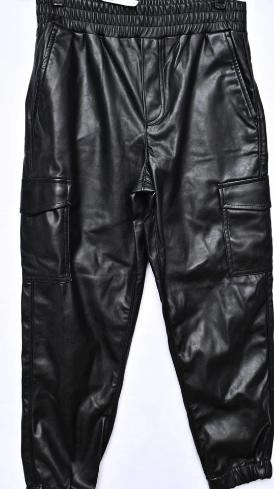Girls Gap Kids Faux Leather Jogger Pants XL Black Elastic Waist & Pockets - Image 2 of 4