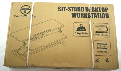 TechOrbits Adjustable Height Black Adjustable Height Sit Stand Desktop Station