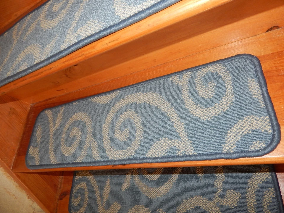 13步9英寸x30英寸+1着陆29英寸x30英寸地毯羊毛混纺编织楼梯踏板 — 第 2/3 张图片