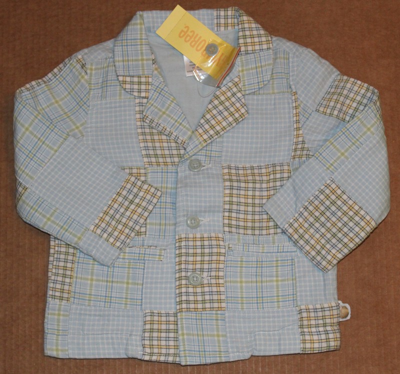 6 12 NWT Gymboree GARDEN PARTY Easter Blue Madras Patchwork Blazer JACKET Boys