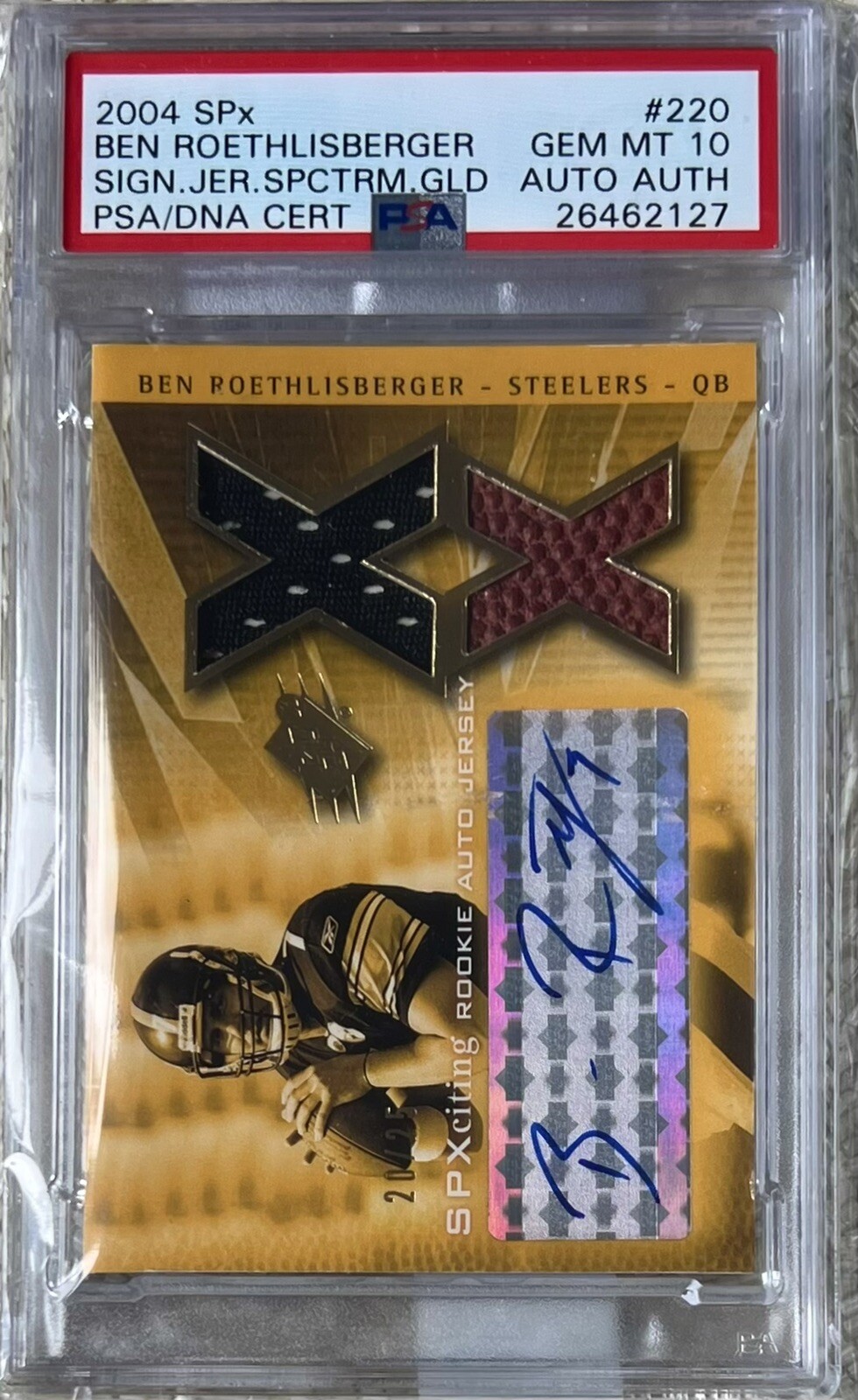 2004 SPX SPECTRUM AUTO JERSEY /25 BEN ROETHLISBERGER RC PSA 10 POP 1 view 2