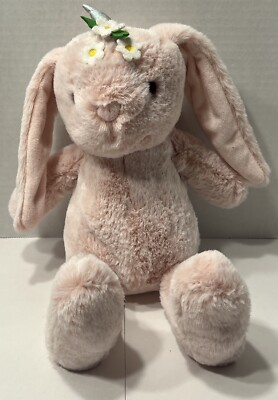 Animal Adventure Plush Pink Bunny Rabbit Unicorn Very Soft W/Flowers 14  READ