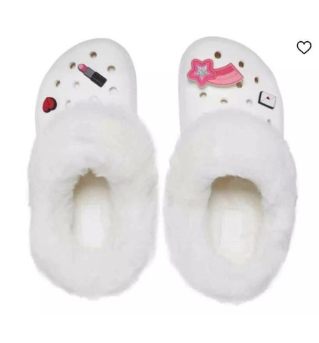 Crocs Fur Classic Mammoth Charm Clog White size W 10/M 8 New - Picture 6 of 8