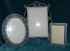 SET OF 3 LOVELY DECORATIVE SILVER METAL PHOTO FRAMES!! 