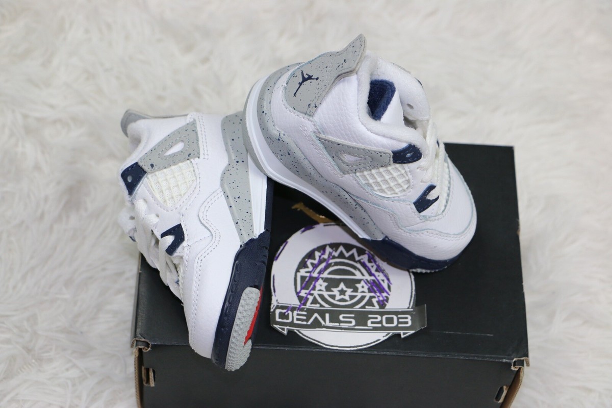 Nike Air Jordan Retro White Midnight Navy TD Baby Sneakers BQ7670 140  Size 4C