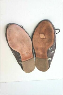 Ballerines Anniel En Daim Marron Foncé Avec étoiles Argentées - Taille 38 - TBE