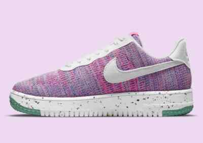 Women's Nike Air Force Low Crater Flyknit Fuchsia Glow Pink White Size 