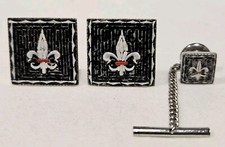 Vintage Fluer De Lis Cufflinks And Pin