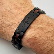 Engraved Wooden Men’s Link Bracelet – Custom Name Wristband, Gift for Him