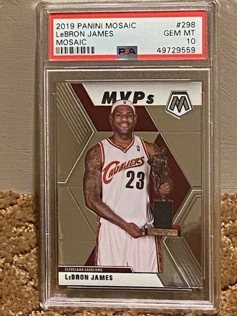 2019 Panini Mosaic Lebron James PSA 10 Lakers card #298 MVP's