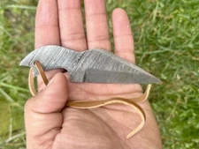 HANDMADE FORGED DAMASCUS STEEL BLANK BLADE SKINNING HUNTING KNIFE leather string