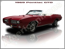1969 Pontiac Gto Convertible In Maroon New Metal Sign Pristine Restoration