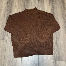 American Eagle Large Women's Brown Mockneck Oversized Cable Knit Sweater