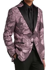 NEW Egara Slim Fit Pink Rose Floral Dinner Jacket Blazer Mens 36 Regular 36R