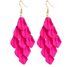 Acrylic Petal Earrings for Women Boho Flower Earrings Long Floral Tassel Earring