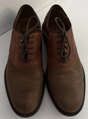 JOHNSTON & MURPHY Conard Saddle Oxford Shoes Brown Leather Brown Size 10M EUC