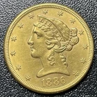 1886-S Liberty Head Half Eagle Gold $5 Coin AU