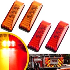4pcs Lights 3-LED Trailer Marker Truck Clearance Side Light Waterproof Red Amber