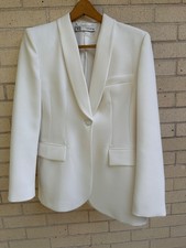 ZARA White Ivory Tailored Blazer Jacket Size S Tuxedo style pristine condition