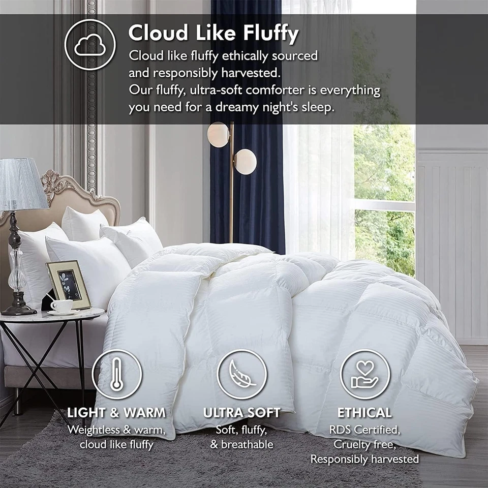Luxurious Heavy Full/Queen Size Siberian Goose Down Comforter All-Season Duvet I - Image 2 of 4