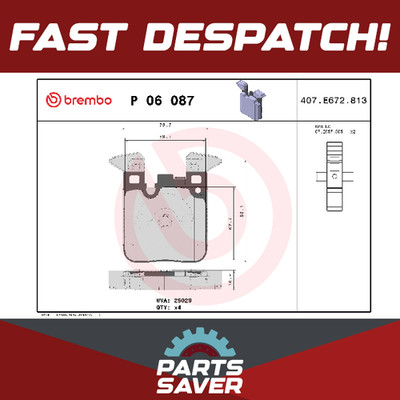 Brake Pads Set fits BMW M3 F80 3.0 Rear 14 to 18 S55B30A Brembo 34212284766 New