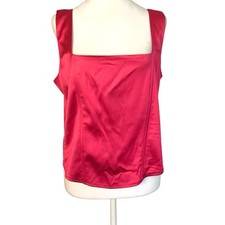 NEW Torrid Size 1/14-16 Bright Pink Square Neck Cropped Corset Silky Tank Top