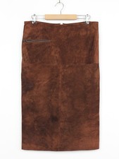 Claude Montana 2009 Vintage Porc Leather Brown Skirt, Size 42