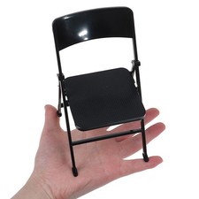 Black Painted Metal Folding Chair 1:6 Scale Dolls House Miniature AccessorieLS