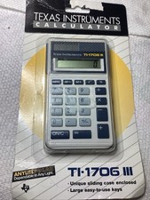 Vintage 1988 Texas Instruments TI-1706 III Solar Calculator W/Case