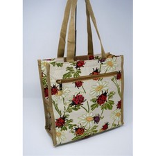 Shopper con coccinelle e fiori - Borsa tote design arazzo