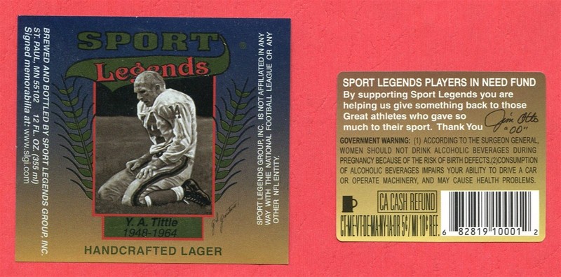 Y A Tittle San Francisco 49ers Sport Legends Player in Need Fund Labels